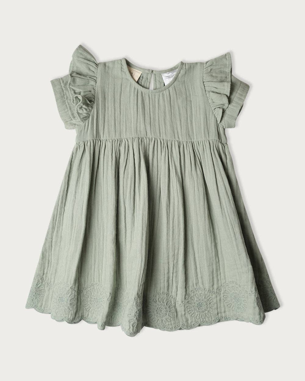 Muslin Charlotte Dress Short Sleeve - Matcha