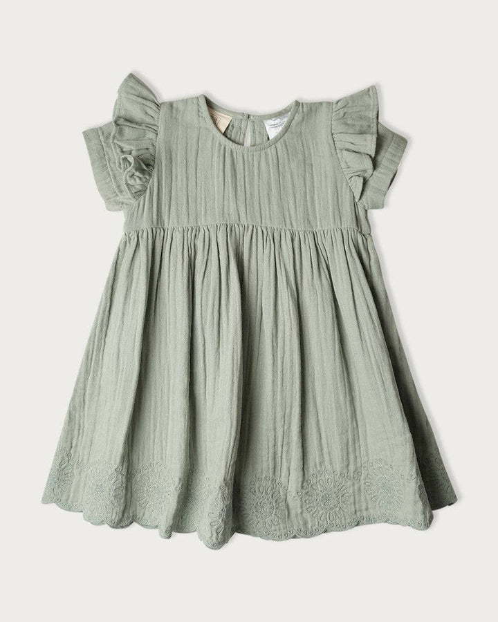 Muslin Charlotte Dress Short Sleeve - Matcha