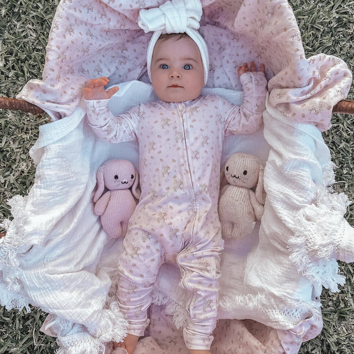 Bamboo/Organic Cotton Florence Onesie - Lilac Bouquet