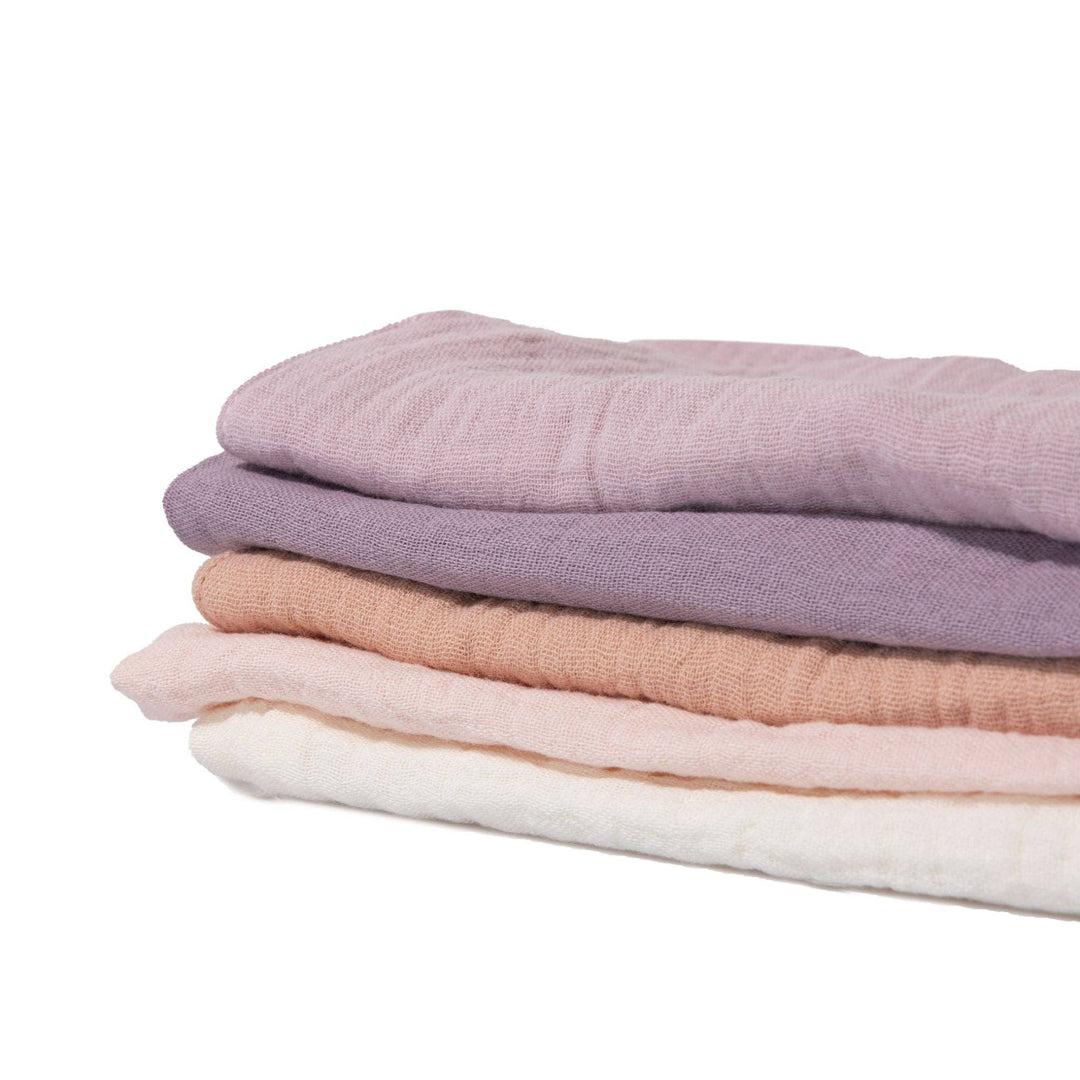 Organic Muslin Baby Wash Cloths - Lavender Blush 5 Pack