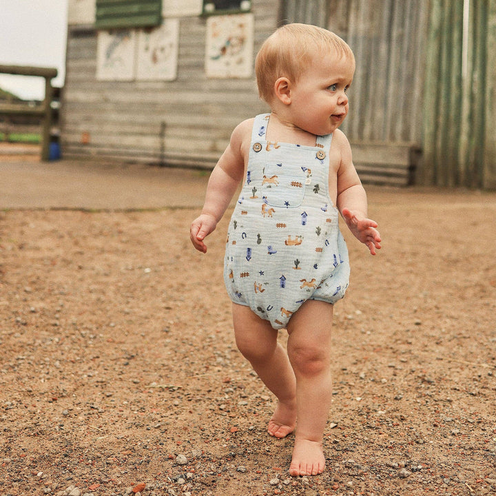 Woven Romper - Country Blue