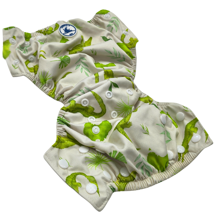 REUSABLE SWIM NAPPY & MINI WET BAG COMBO ~ CROCODILES