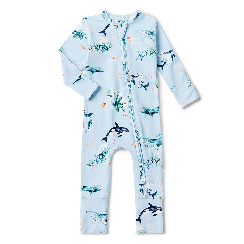 Blue Ocean Onesie Organic Snugglesuit Convertible Romper