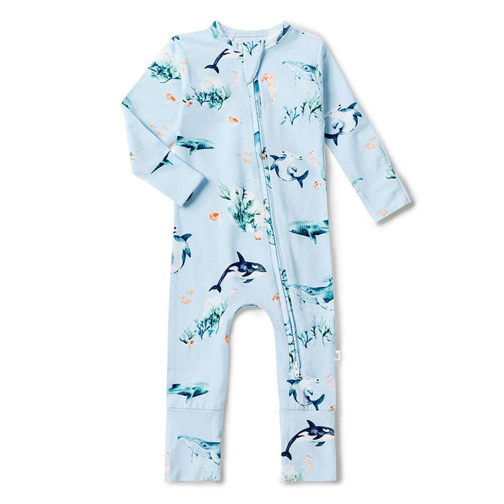 Blue Ocean Onesie Organic Snugglesuit Convertible Romper