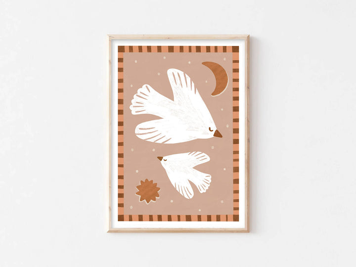 Flying High Bird Print - Modern Wall Art Nursery Poster