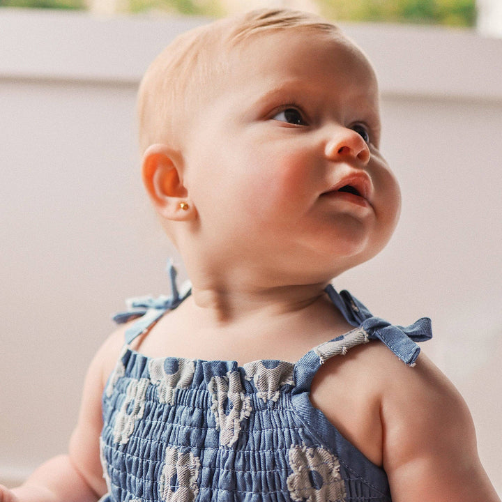 Shirred Woven Romper - Chambray