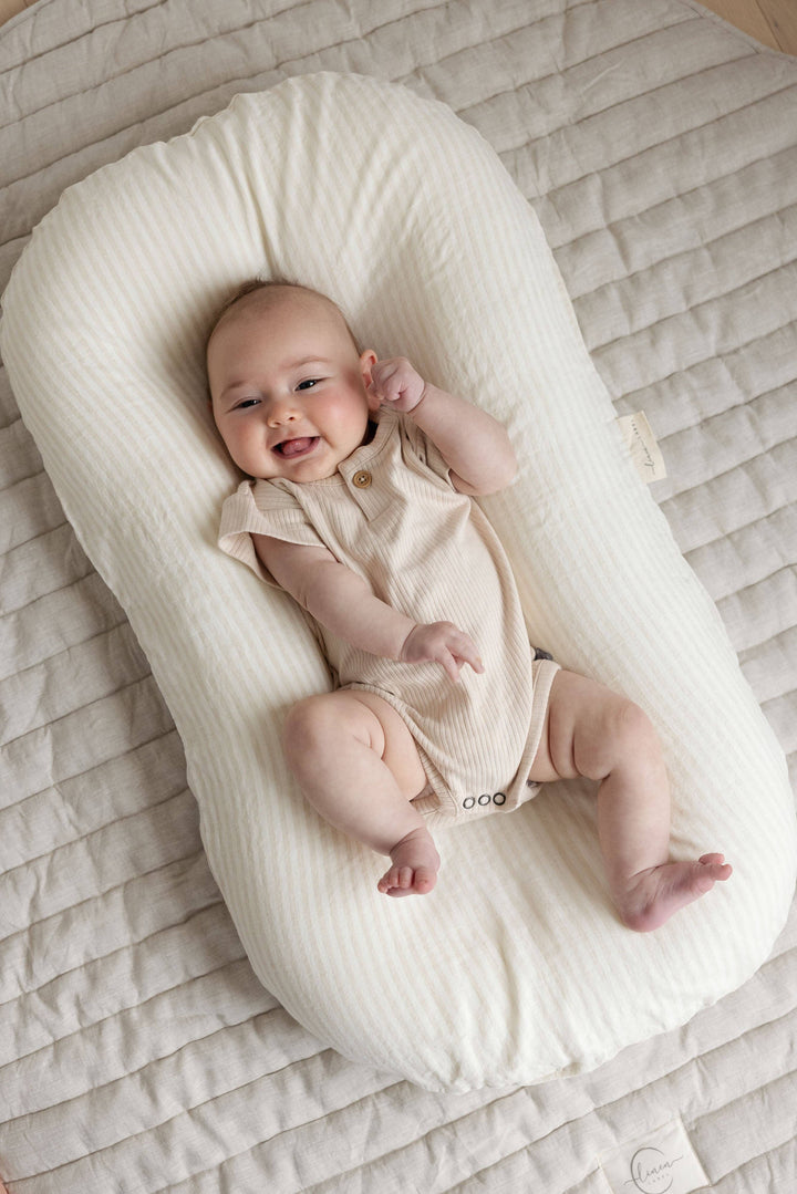 Baby Lounger Nest + Stripe Natural Linen Cover