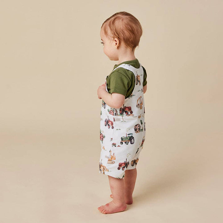 Diggers & Tractors Organic Snuggle Overall Shorts