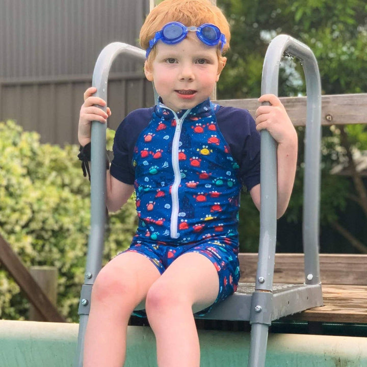 NEW! All-In-One Snap Sunsuit | Comic Crabs