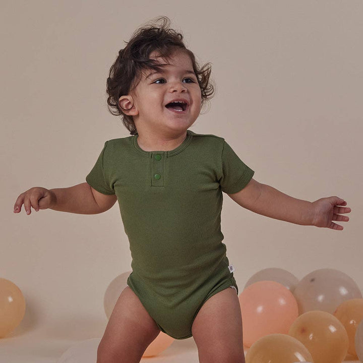 Olive Short Sleeve Organic Bodysuit