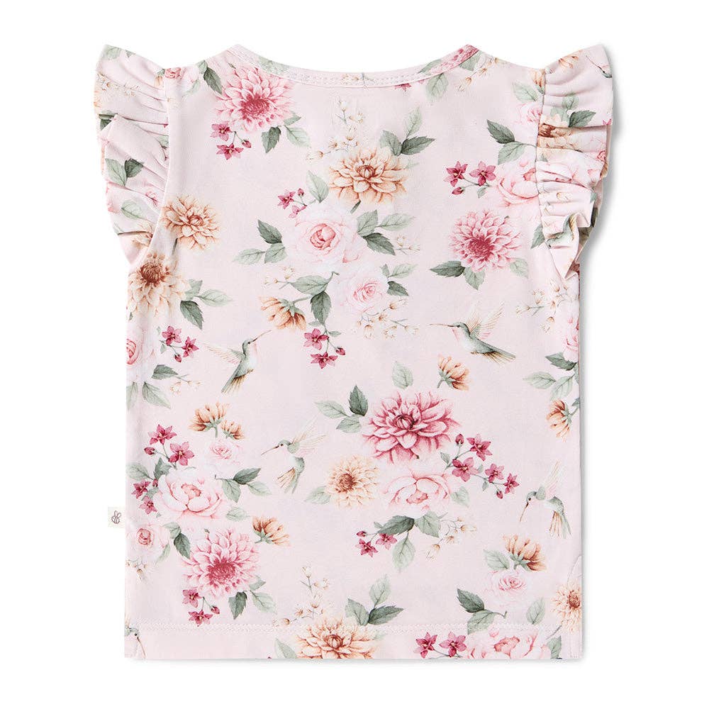 Birds & Blooms Organic Short Sleeve Top with Frill
