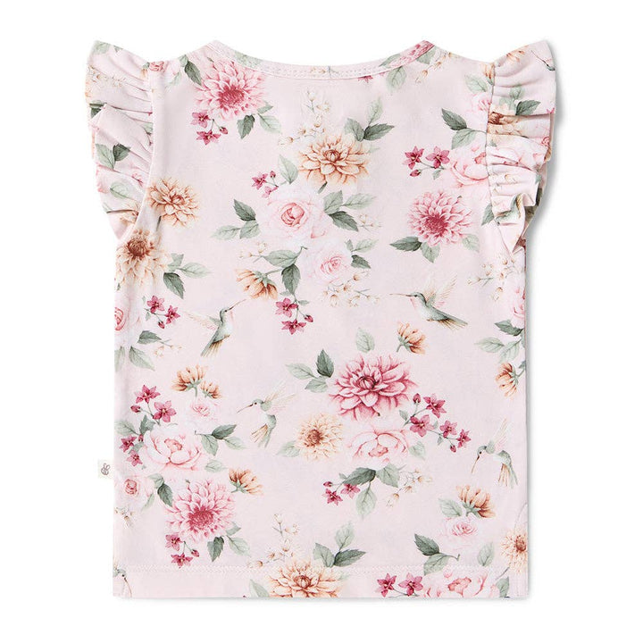Birds & Blooms Organic Short Sleeve Top with Frill