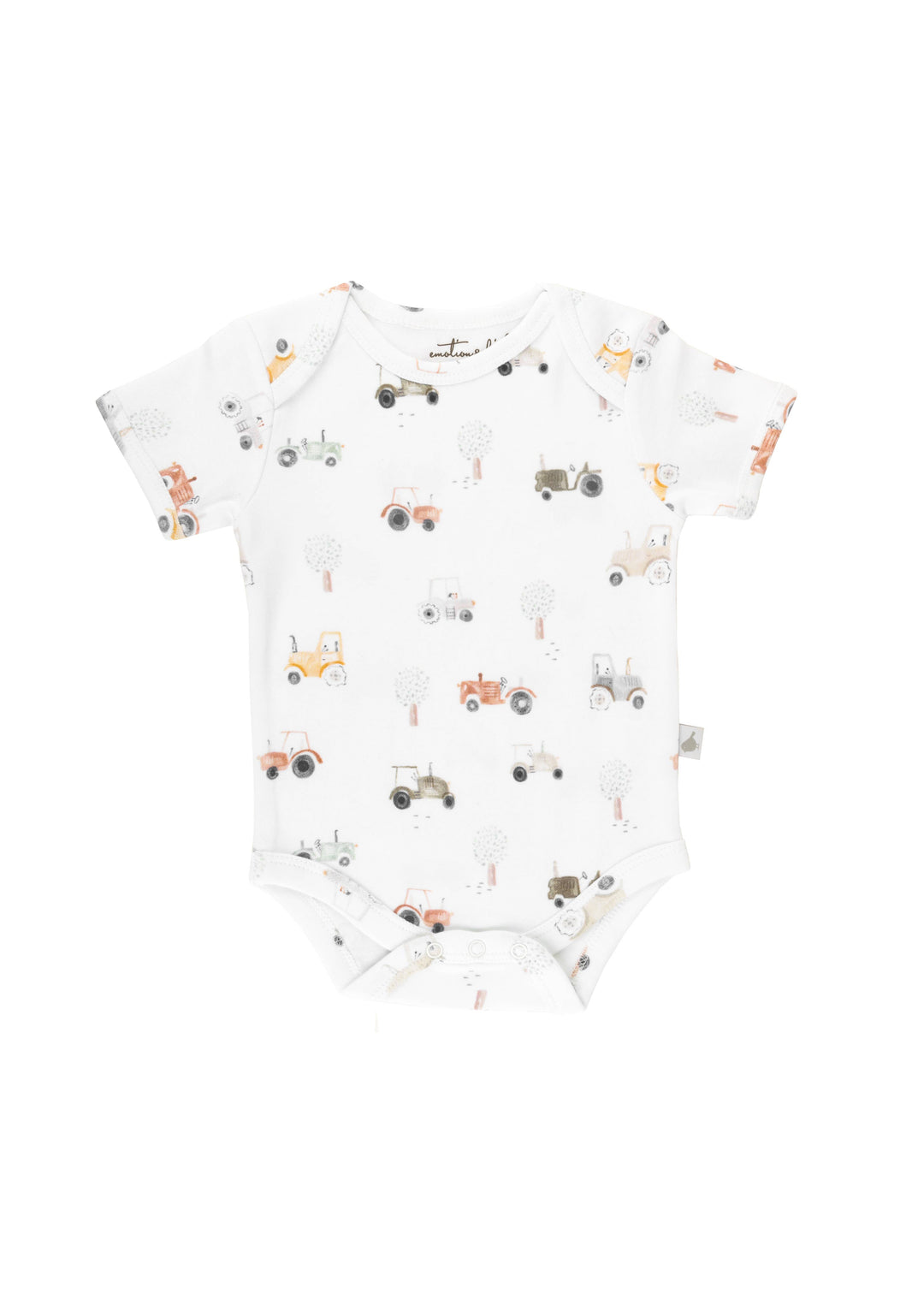 TRACTOR ORGANIC COTTON SHORT SLEEVE BABY BODYSUIT