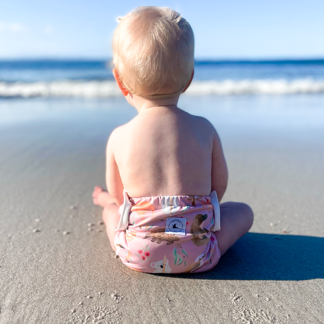 REUSABLE SWIM NAPPY & MINI WET BAG COMBO - AUS ANIMAL