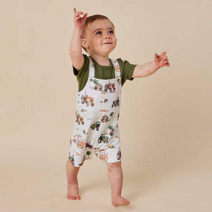 Diggers & Tractors Organic Snuggle Overall Shorts