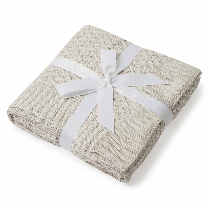 Warm Grey Diamond Knit Organic Baby Blanket