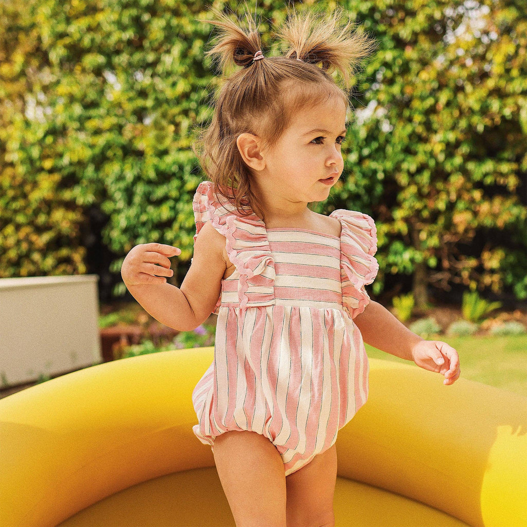 Frilled Woven Romper - Strawberry