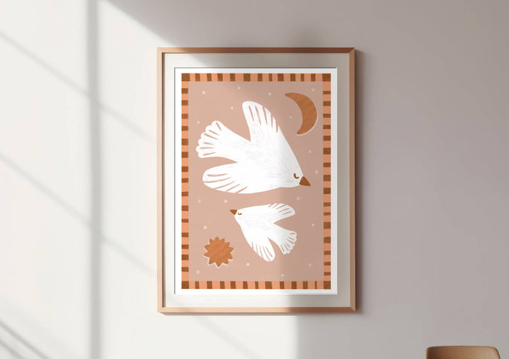 Flying High Bird Print - Modern Wall Art Nursery Poster