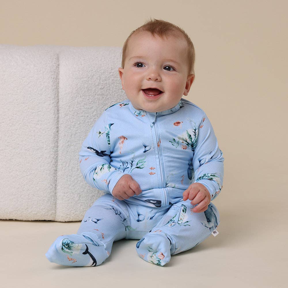 Blue Ocean Onesie Organic Snugglesuit Convertible Romper