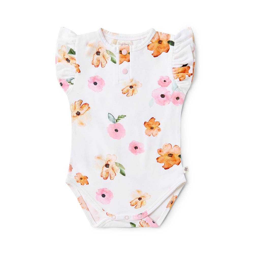 Poppy Short Sleeve Organic Bodysuit with Frill