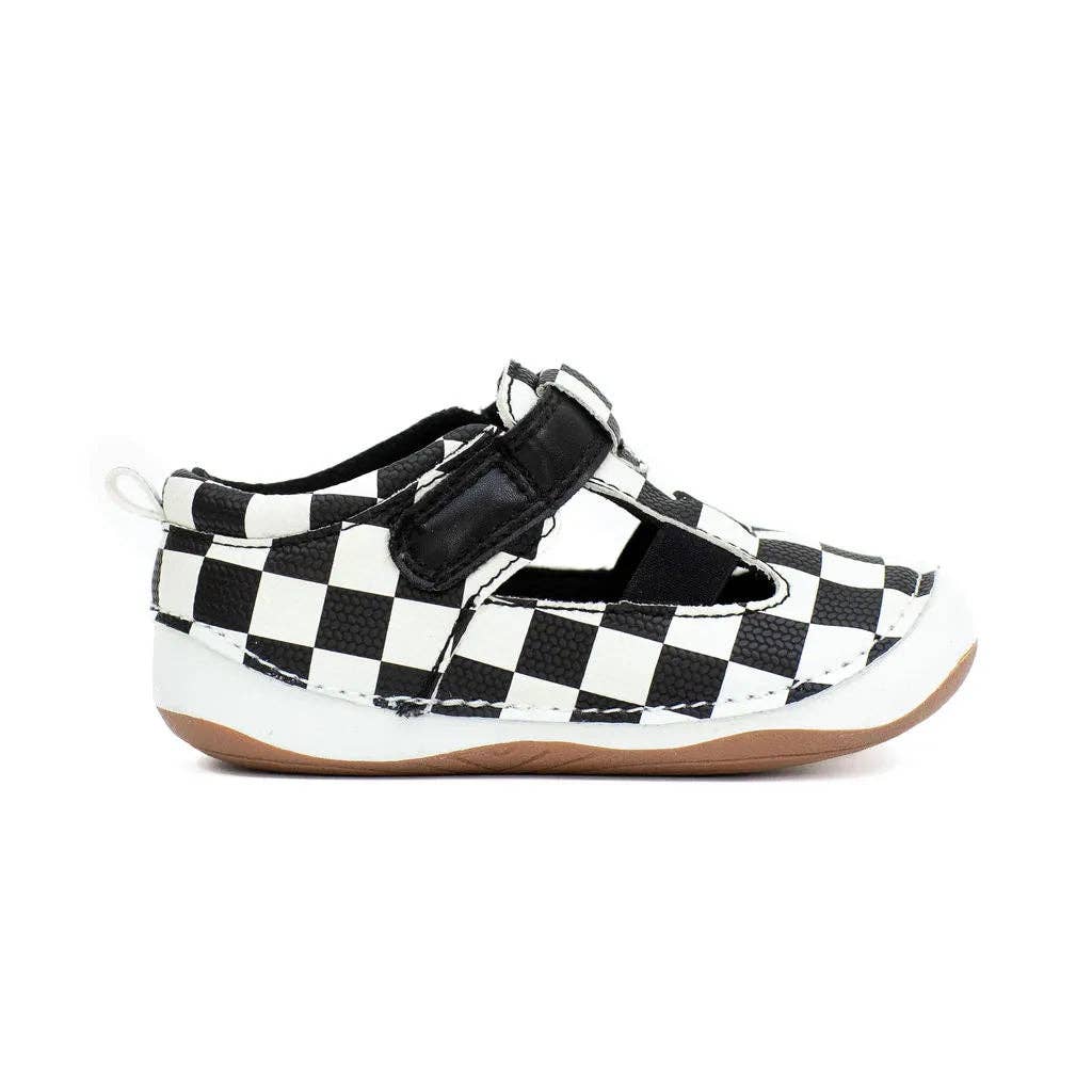 *NEW STYLE* RACER black and white checkered baby and toddler unisex sandals