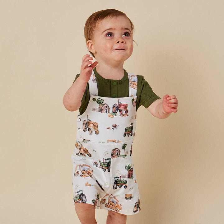 Diggers & Tractors Organic Snuggle Overall Shorts