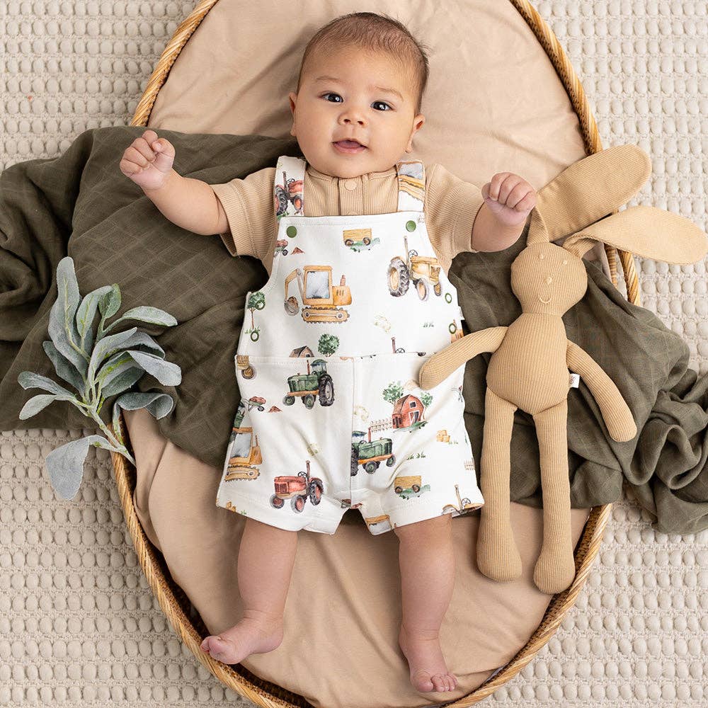 Diggers & Tractors Organic Snuggle Overall Shorts