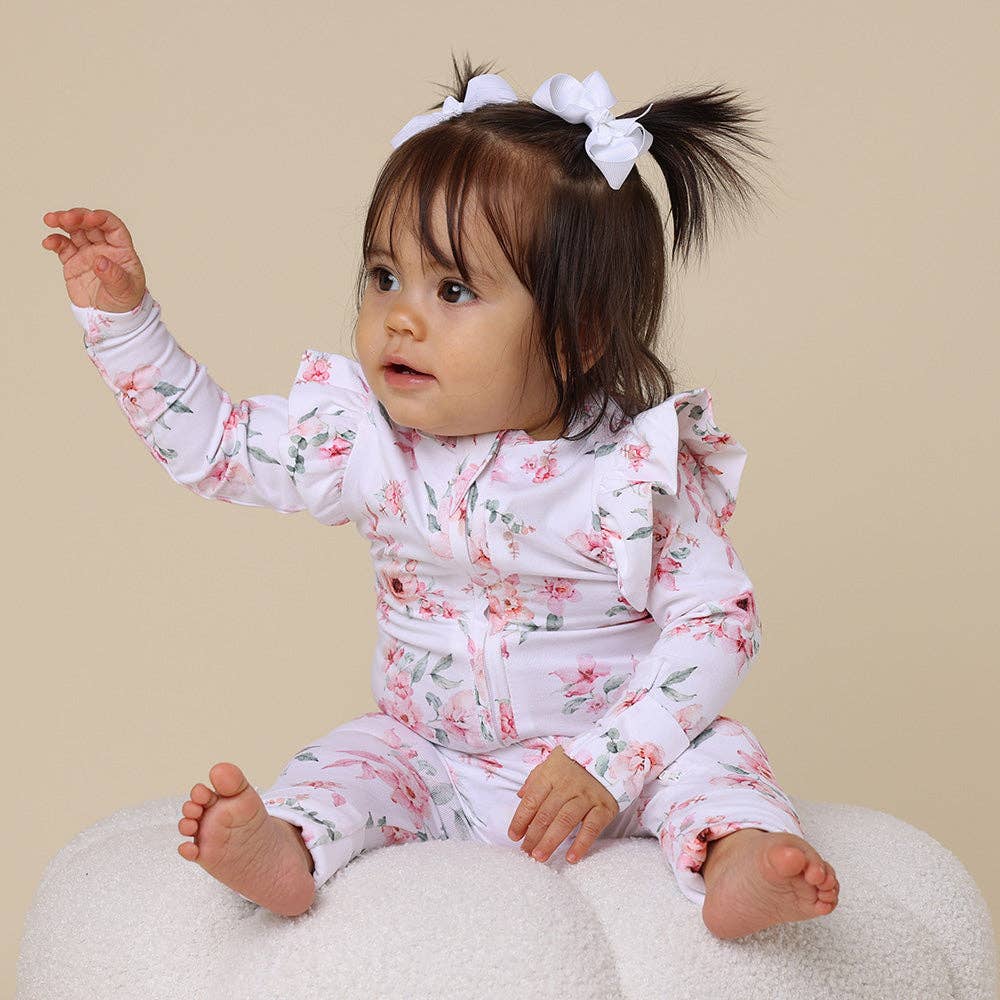 Camille Organic Snugglesuit Convertible Romper with Frill