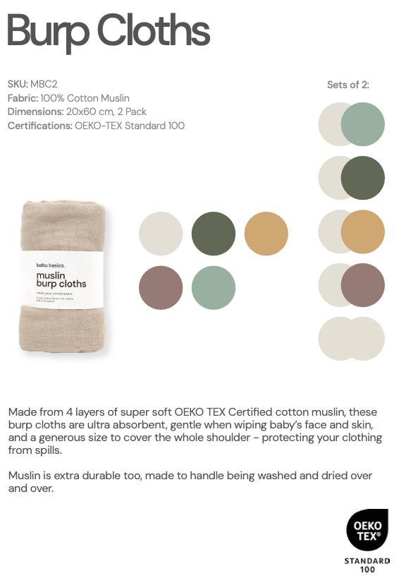 Muslin Burp Cloth Set (2 pack)