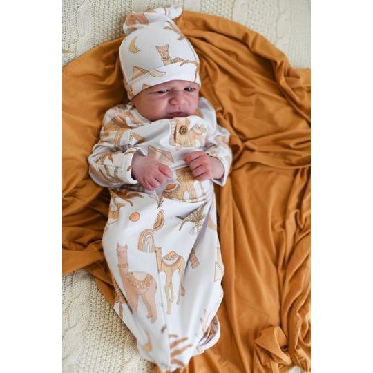 Lunas Treasure Newborn Gown - Knotted Bamboo Baby Gown for boys and girls