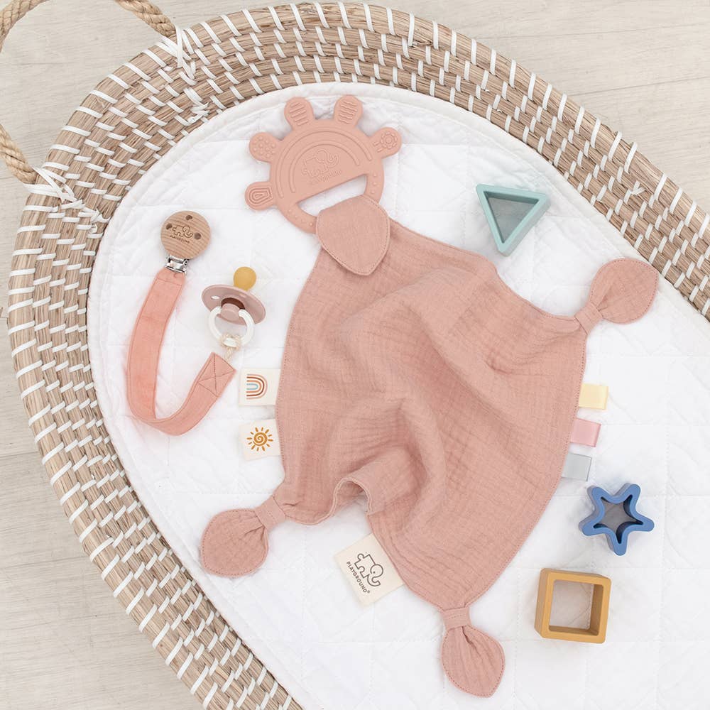Silicone Muslin Comfort Teether - Rose (pink)