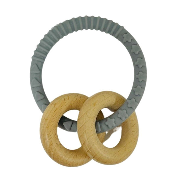 Baby Teether ring - soft silicone & wood