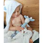 Baby hooded bamboo bath towels &amp; wash cloth Blue ears noosabedbodybaby