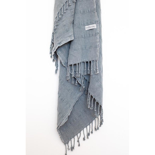 Luxe Stonewash Turkish Towel - bamboo cotton blend Denim Grey noosabedbodybaby